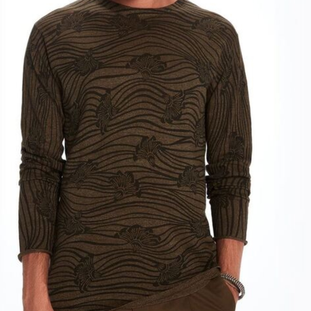 Scotch & Soda Printed Pullover Sweater With Ribbed Neckline NEW XL